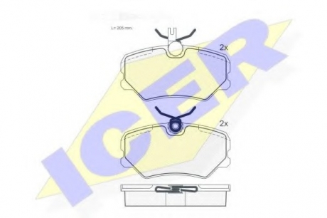 Комплект тормозных колодок, дисковый тормоз ICER 180696 (фото 1)