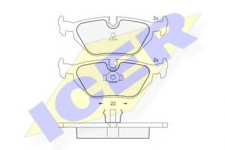 Комплект тормозных колодок, дисковый тормоз ICER 181174 (фото 1)