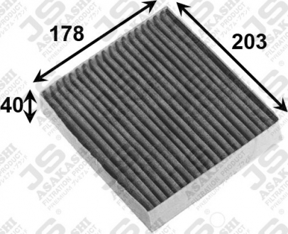 Фильтр салона угольный (203/178/40) JS ASAKASHI AC3501C (фото 1)