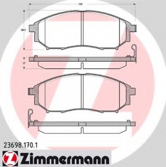 Колодки тормозные дисковые, комплект ZIMMERMANN 236981701 (фото 1)