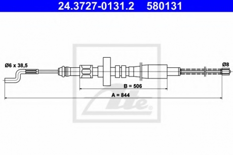 Трос, стояночная тормозная система ATE 24.3727-0131.2 (фото 1)