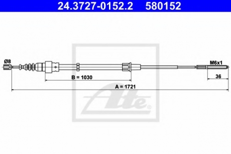 Трос, стояночная тормозная система ATE 24.3727-0152.2 (фото 1)