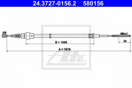 Трос, стояночная тормозная система ATE 24.3727-0156.2 (фото 1)