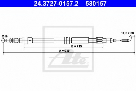 Трос, стояночная тормозная система ATE 24.3727-0157.2 (фото 1)