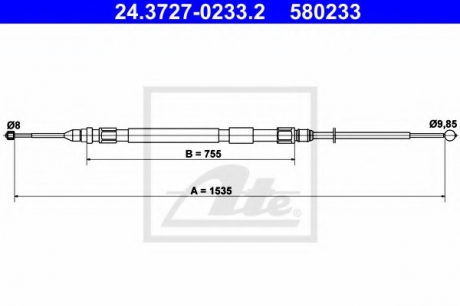 Трос, стояночная тормозная система ATE 24.3727-0233.2 (фото 1)