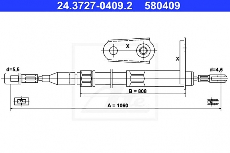 Трос ручного гальма ATE 24.3727-0409.2 (фото 1)