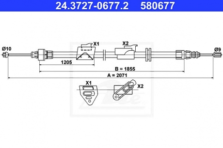 Трос, стояночная тормозная система ATE 24.3727-0677.2 (фото 1)