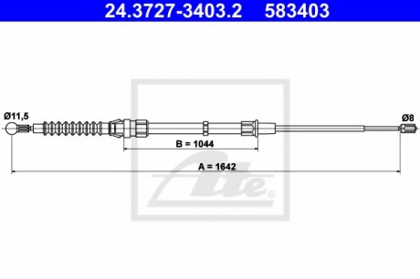 Трос, стояночная тормозная система ATE 24.3727-3403.2 (фото 1)