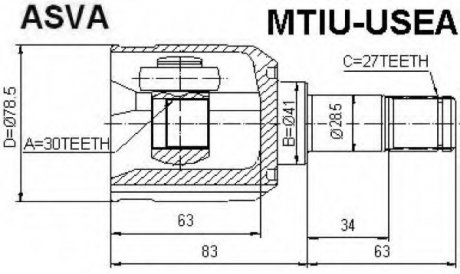 ШРУС ВНУТРЕННИЙ 30x41x27 (MTIU-USEA) ASVA MTIUUSEA (фото 1)