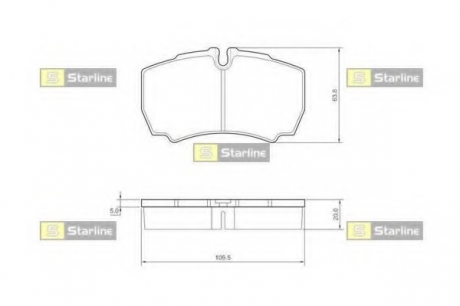 Колодки тормозные дисковые, к-кт. STARLINE BD S432 (фото 1)