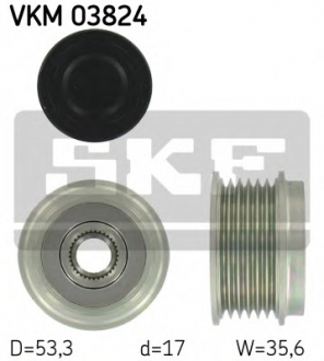 Механизм свободного хода генератора SKF VKM 03824 (фото 1)