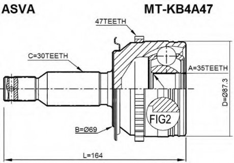 ШРУС НАРУЖНЫЙ 35x69x30 (MT-KB4A47) ASVA MTKB4A47 (фото 1)