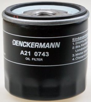 Фільтр масляний двигуна VW GOLF VI, VII, SKODA FABIA III 1.0-1.5 TSI 12- (вир-во) Denckermann A210743 (фото 1)