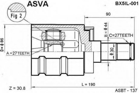 Шарнирный комплект, приводной вал ASVA BX5IL001 (фото 1)