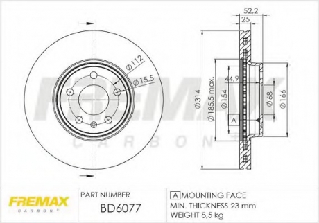 Передний Audi A4, A5 07- (314x25) FREMAX BD6077 (фото 1)