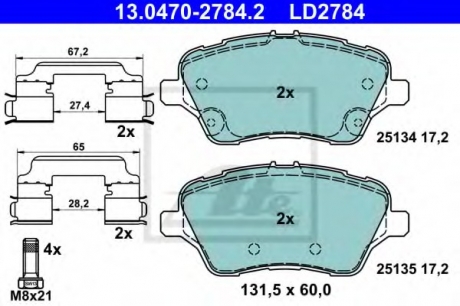 Тормозные колодки /PRZ/ FORD B-MAX 12- ATE 13047027842 (фото 1)