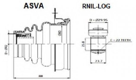 Шарнирный комплект, приводной вал ASVA RNILLOG (фото 1)