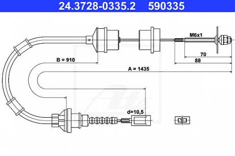 Трос, управление сцеплением ATE 24.3728-0335.2 (фото 1)