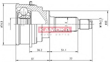 Шарнирный комплект, приводной вал KAMOKA 6836 (фото 1)