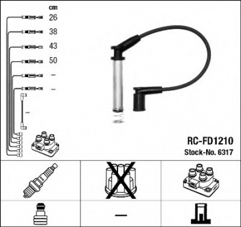 Комплект высоковольтных проводов NGK RCFD1210 (фото 1)
