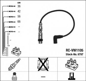 Комплект высоковольтных проводов NGK RCVW1105 (фото 1)