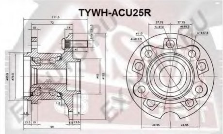 СТУПИЦА Задняя (TYWH-ACU25R) ASVA TYWHACU25R (фото 1)