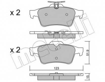 Комплект гальмівних колодок (дискових) Metelli 22-0337-3 (фото 1)