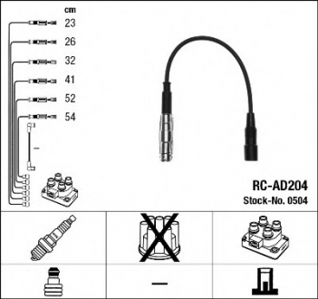 Комплект высоковольтных проводов NGK RCAD204 (фото 1)