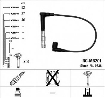 Комплект высоковольтных проводов NGK RCMB201 (фото 1)