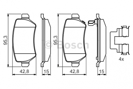 Комплект тормозных колодок BOSCH 0986494654 (фото 1)