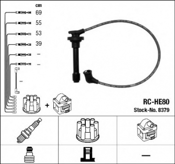 Комплект высоковольтных проводов NGK RCHE80 (фото 1)