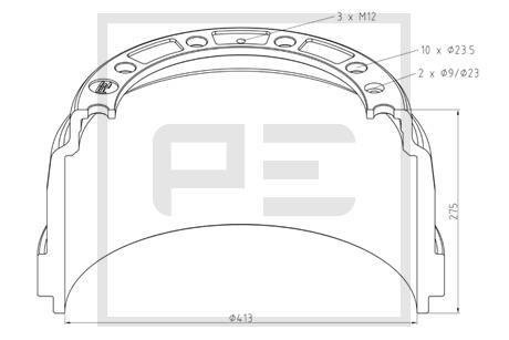 Тормозный барабан PE AUTOMOTIVE 126.089-00A (фото 1)