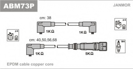 Комплект проводов зажигания Janmor ABM73P (фото 1)