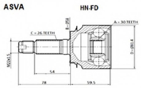 ШРУС Зовнішній 26х59х30 (HN-FD) ASVA HNFD (фото 1)