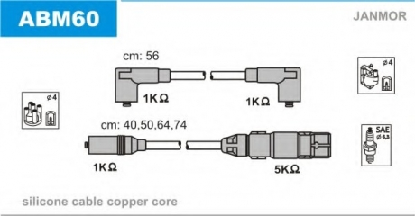 Комплект проводов зажигания Janmor ABM60 (фото 1)