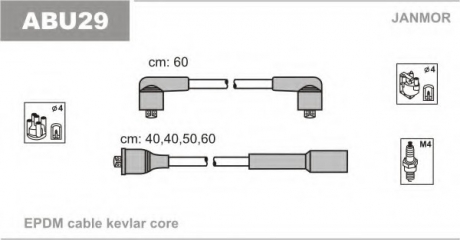 Комплект проводов зажигания Janmor ABU29 (фото 1)