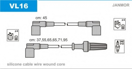 Комплект проводов зажигания Janmor VL16 (фото 1)
