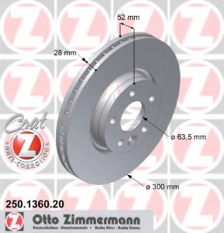 Диск гальмівний Coat Z ZIMMERMANN 250.1360.20 (фото 1)