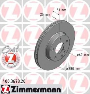 Тормозной диск ZIMMERMANN 400.3678.20 (фото 1)