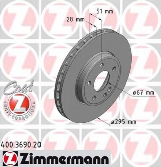 Тормозной диск ZIMMERMANN 400.3690.20 (фото 1)