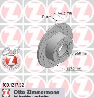Тормозной диск ZIMMERMANN 100.1217.52 (фото 1)