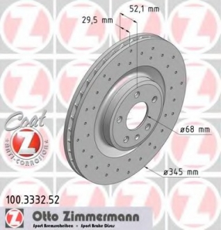 Диск гальмівний SPORT Z ZIMMERMANN 100.3332.52 (фото 1)