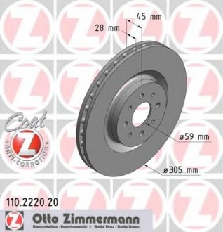 Тормозной диск ZIMMERMANN 110.2220.20 (фото 1)