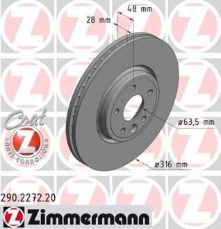 Тормозной диск ZIMMERMANN 290.2272.20 (фото 1)