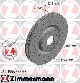 Диск гальмівний SPORT Z лівий ZIMMERMANN 460.1554.52 (фото 1)