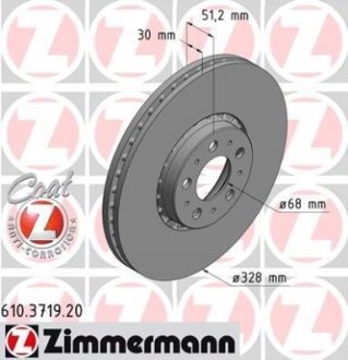 Тормозной диск ZIMMERMANN 610.3719.20 (фото 1)