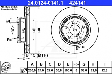 Тормозной диск ATE 24.0124-0141.1 (фото 1)