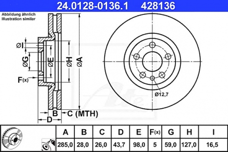 Тормозной диск ATE 24.0128-0136.1 (фото 1)
