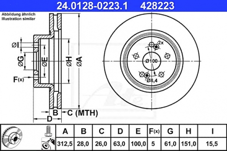 Гальмівний диск ATE 24.0128-0223.1 (фото 1)