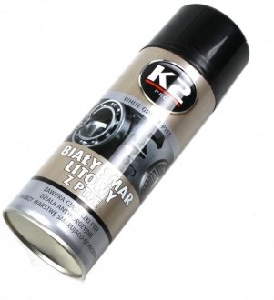 Засіб для змащення (білий літієвий) / PRO WHITE GREASE PTFE спрей 400ML K2 W121 (фото 1)